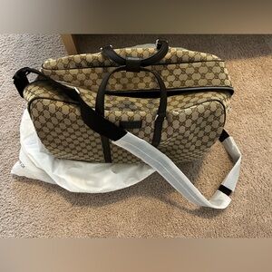 Gucci Beige and Dark Brown Monogram Duffel Bag
